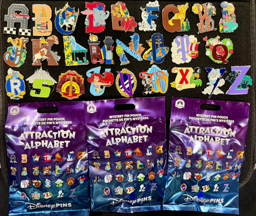 Attraction alphabet disney pin - disney,